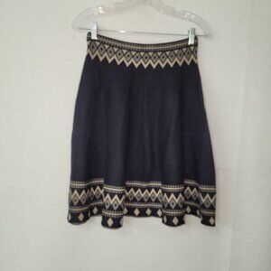 Sioni‎ Skirt Womens S Black Tan Diamond Knit Circle Skater Sweater Knit Short
